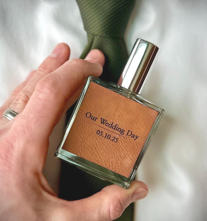Custom "Our Wedding Day" Cologne + Bottle