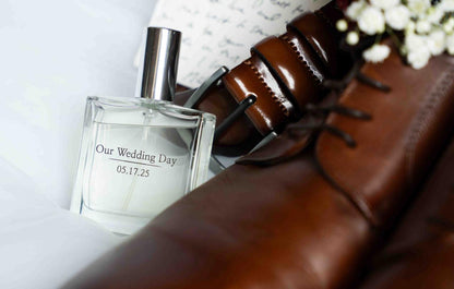 Custom "Our Wedding Day" Cologne + Bottle