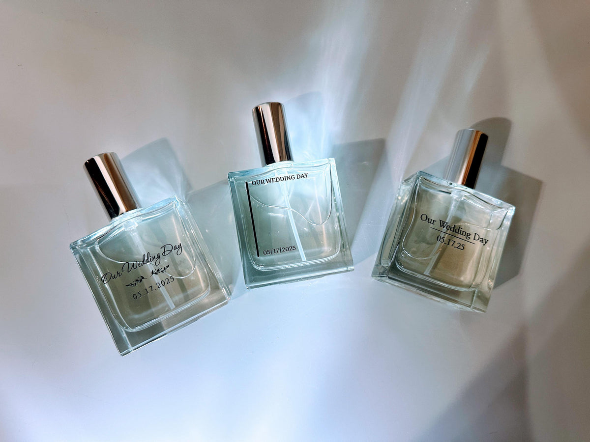 Custom "Our Wedding Day" Cologne + Bottle